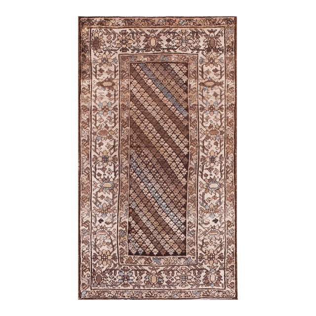 1940s Multicolor Geometric Tribal Antique Persian Malayer Rug 3' 0" X 5' 10" Handknotted Wool Carpet For Sale