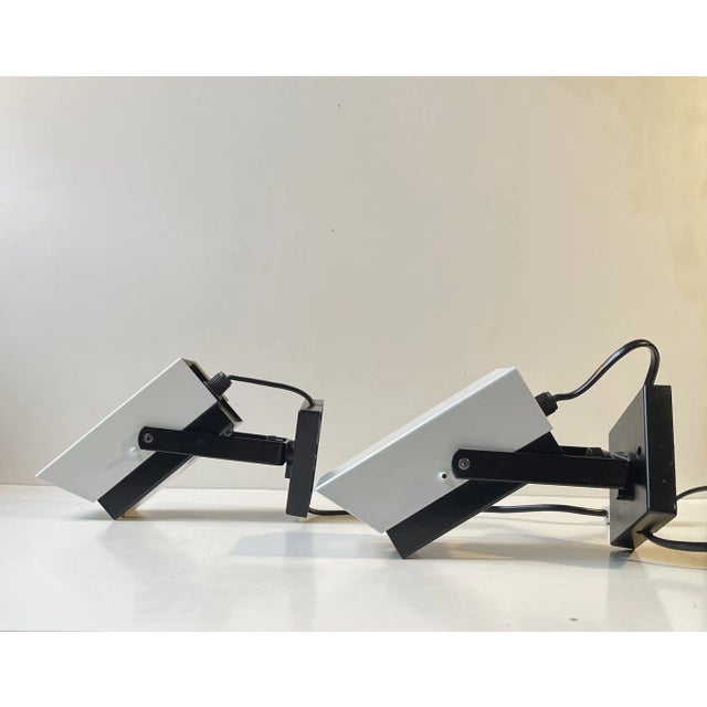 Vintage Danish Pop Art Wall Lamps in Black & White Steel by Davis Lampe, 1970s, Set of 2 For Sale - Image 4 of 8