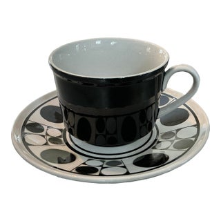 Vintage Mikasa Avant Garde 4507 Mid-Century Modern (Mcm) Stoneware Cup and Saucer Set For Sale