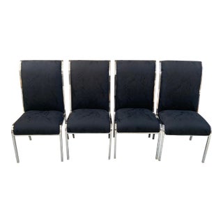 1980s Set of 4 Vintage Chrome and Fabric Chairs For Sale