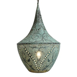 Copper Verdigris Dot Pendant Light Medium For Sale