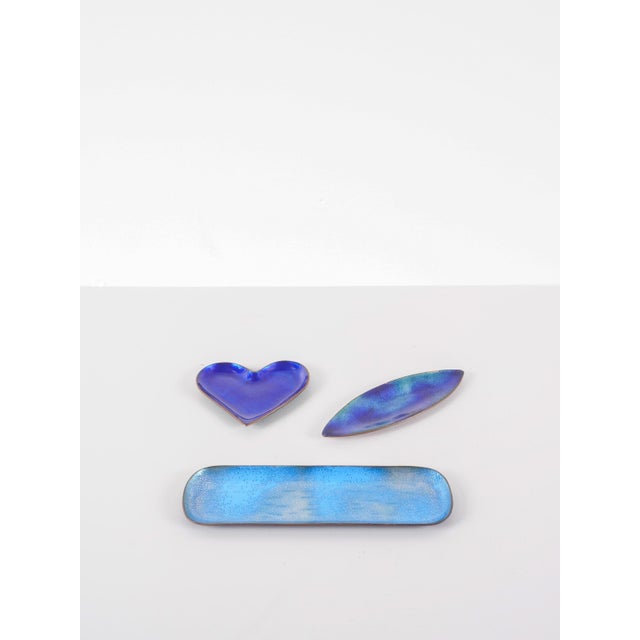 Metal Enameled Copper Trinket Trays by Paolo De Poli, Italy, 1960, Set of 3 For Sale - Image 7 of 11