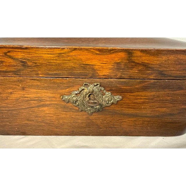 Wood Quality Antique 19th Century Handmade Wood Bronze Writing Lap Desk Domed Box For Sale - Image 7 of 17