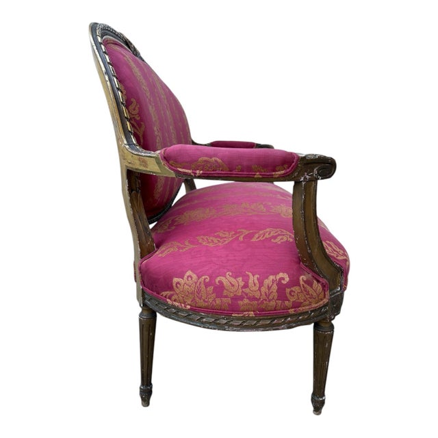 Early 20th Century Antique Circa 1900 Louis XVl Style Gilt Carved Wood & Upholstered Settee For Sale - Image 5 of 9