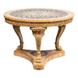 Late 20th Century Neoclassical Inlaid Marble Center Table For Sale