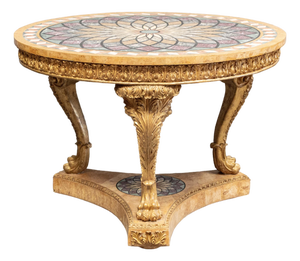 Late 20th Century Neoclassical Inlaid Marble Center Table