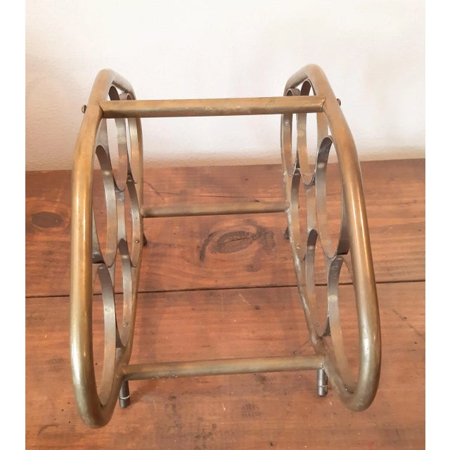 Brass Mid Century Brass Wine Bottle Holder Rack For Sale - Image 8 of 10