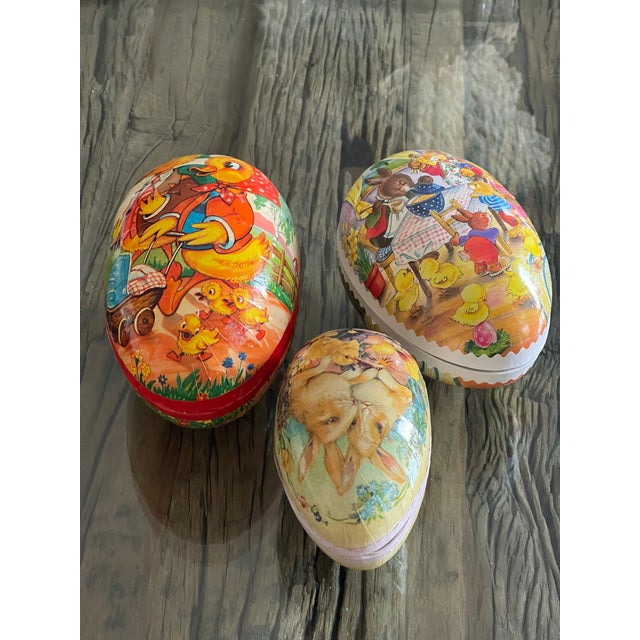 Yellow West Germany Easter Eggs Paper Mache Collection For Sale - Image 8 of 9