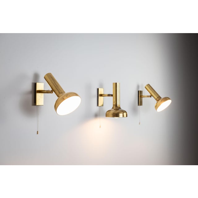 1970s Vintage Brass Adjustable Wall Lamps, 1970s, Set of 3 For Sale - Image 5 of 18