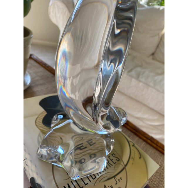 Glass Mid-Century Art Deco Daum Crystal Water Bird Sculpture For Sale - Image 7 of 11