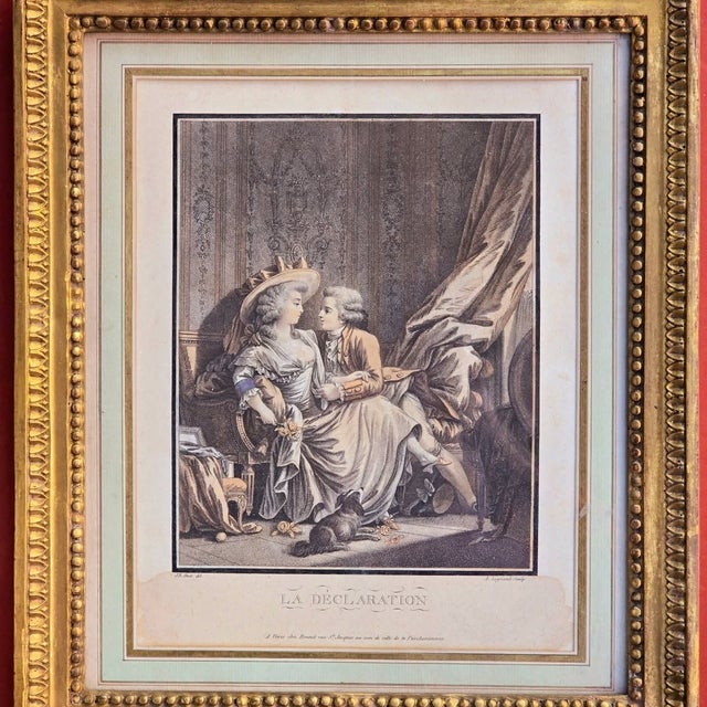 Jean Baptiste Huet, La Declaration & L'Amant Pressant, 1700s, Engravings, Framed, Set of 2 For Sale - Image 6 of 18