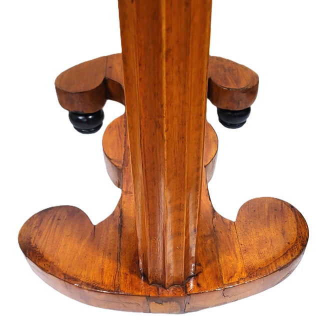 19th C Austrian / German Carved Column Biedermeier Oval Library Desk For Sale - Image 16 of 18