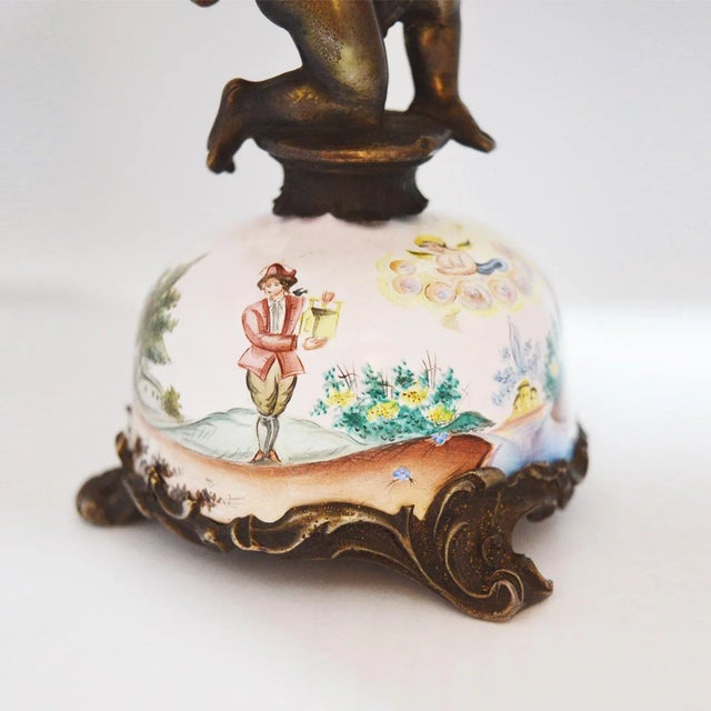 Green Miniature Austrian Enamel Sterling Silver & Bronze Desk Clock For Sale - Image 8 of 13