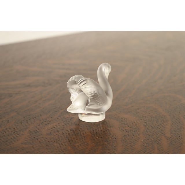 Glass Lalique Art Deco Frosted Crystal Swan Figurine For Sale - Image 7 of 14