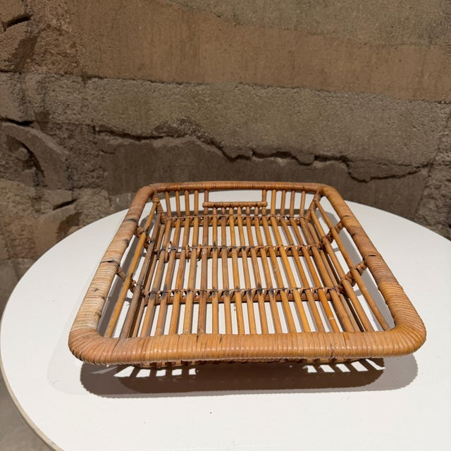 Mid-Century Modern Vintage Rattan Tray by Artek Finland Scandinavian Modern For Sale - Image 3 of 11