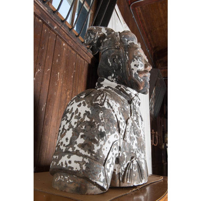 Ceramic Early 20th Century Terra Cotta Asian Warrior Bust For Sale - Image 7 of 12