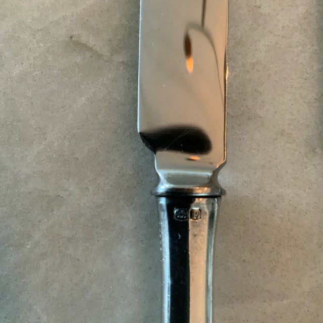 Modern Vintage Mappin & Webb Sterling Silver Knives With Finger Point Stainless Blade - Set of 6 For Sale - Image 3 of 8