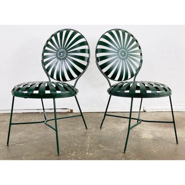 Hollywood Regency Antique Francois Carre Sunburst Garden Chairs, a Pair For Sale - Image 3 of 9