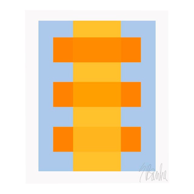 Yellow Through Orange on Blue Fine Art Print 35" X 45" by Liz Roache For Sale