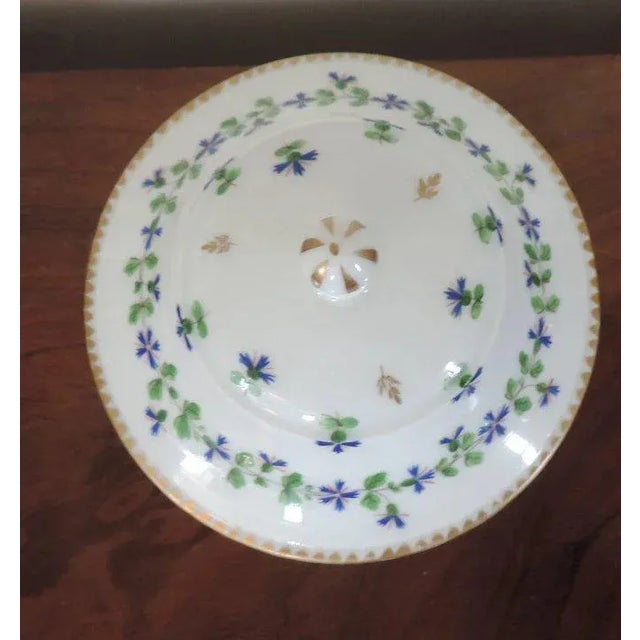19th Century Early 19th Century French Empire Nast Old Paris Porcelain Cornflower Sprig Sucrier Sugar Bowl For Sale - Image 5 of 11