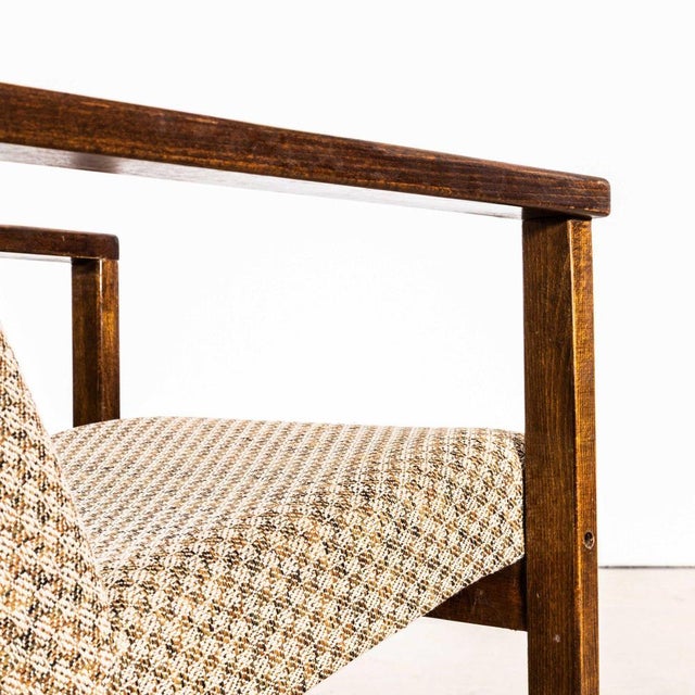1950s Vintage Lounge Chair with Square Frame and Off-White Diamond Pattern, 1950s For Sale - Image 5 of 11