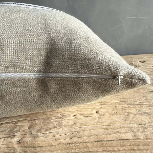 Beeswax Stripe Pillow Cover 100% Belgian Linen With Insert For Sale - Image 4 of 4
