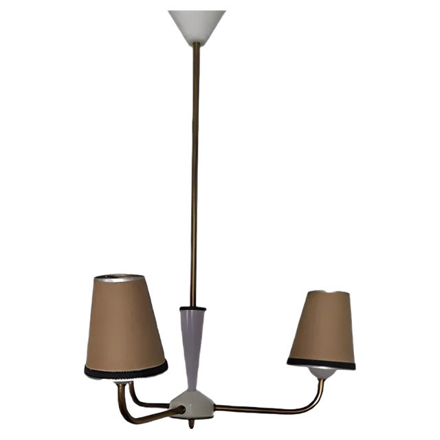 Vintage Brass Three-Arm Pendant Lamp, 1960s For Sale