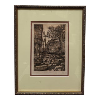 Up the One Way Round San Francisco Etching, Signed For Sale