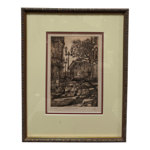 Up the One Way Round San Francisco Etching, Signed