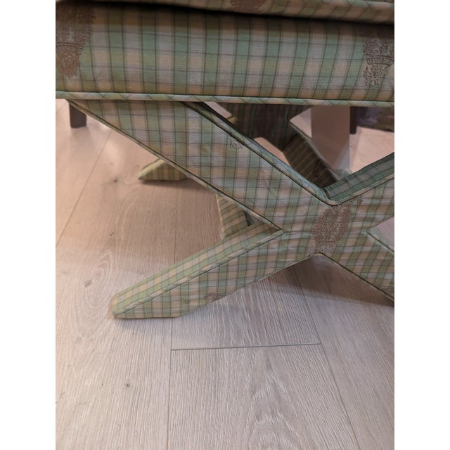 1960s 1960s Tufted Silk X Bench For Sale - Image 5 of 5