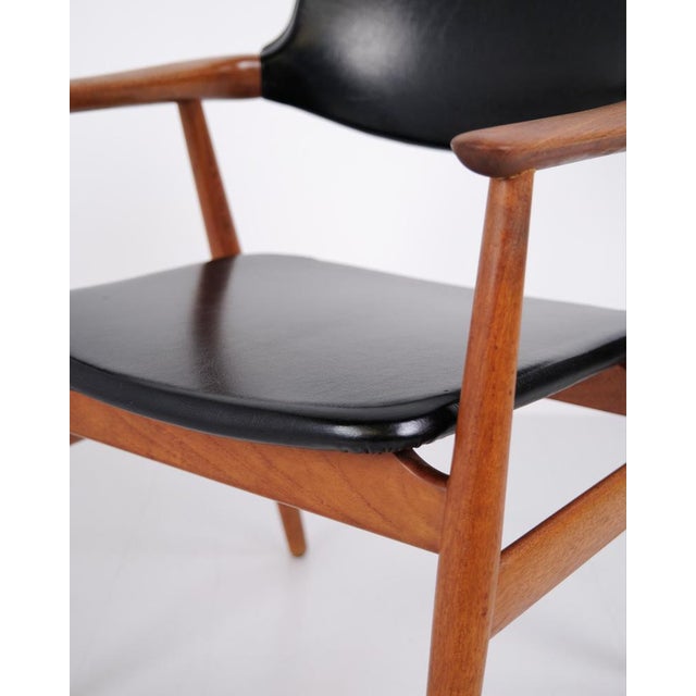 Wood Model GM11 Dining Chairs in Teak & Black Leather attributed to Svend Aage Eriksen for Glostrup, 1960s, Set of 6 For Sale - Image 7 of 14