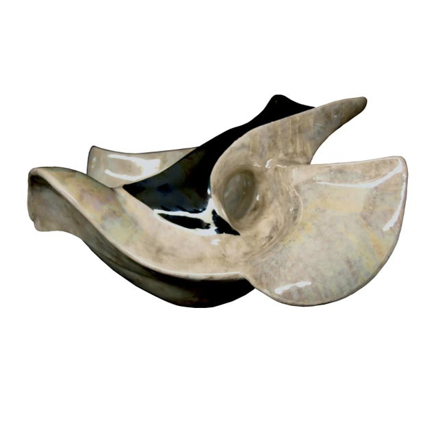 Black Ceramic Centrepiece from G.C. Italy, 1950s For Sale - Image 8 of 10