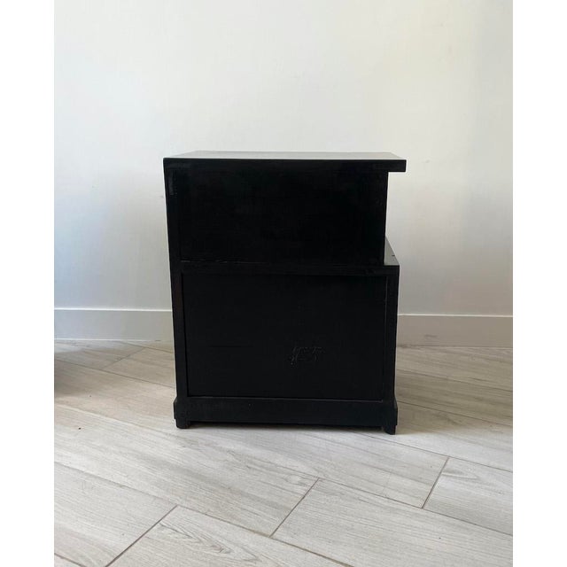 Art Deco Bedside Tables in Black Lacquer, 1940s, Set of 2 For Sale - Image 12 of 15