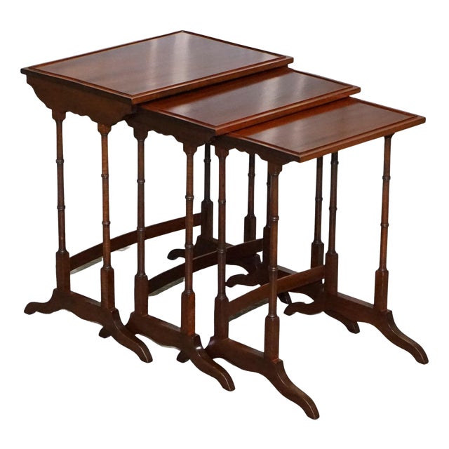 Victorian Nesting Tables with Bamboo Legs, Set of 3 For Sale