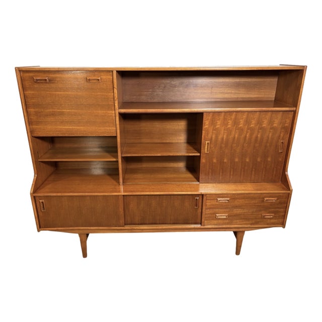 Mid-Century Modern Danish Style Teak Highboard attributed to Elliotts of Newbury, 1960s For Sale