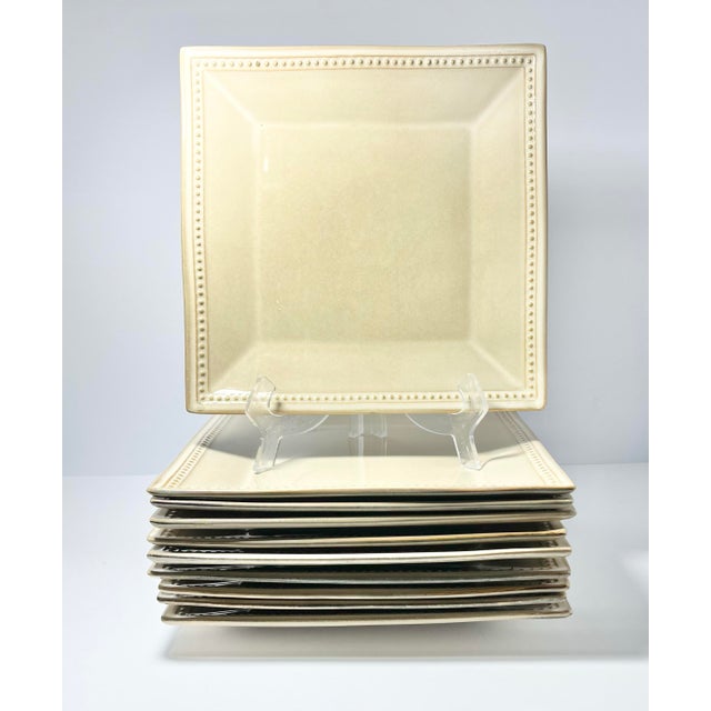 Pier 1 “Spice Route Sesame” Set of 10 Square Stoneware Dinner Plates 10 1/2” Excellent condition. No chips, cracks, or...