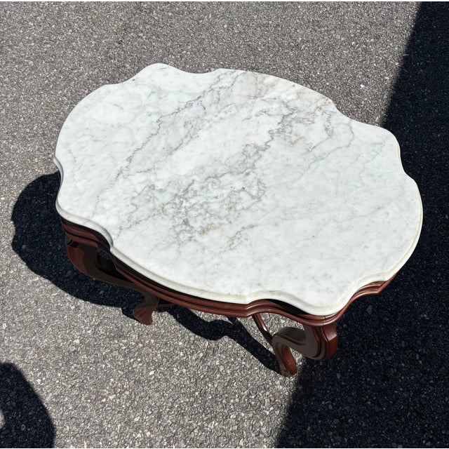 1960s Victorian Marble Parlor Table For Sale - Image 4 of 6