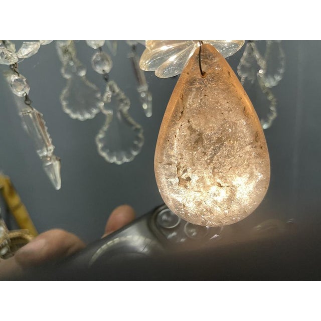 Vintage Italian Crystal Beaded Chandelier with Lilac Glass Bobeches, 1960s For Sale - Image 16 of 18