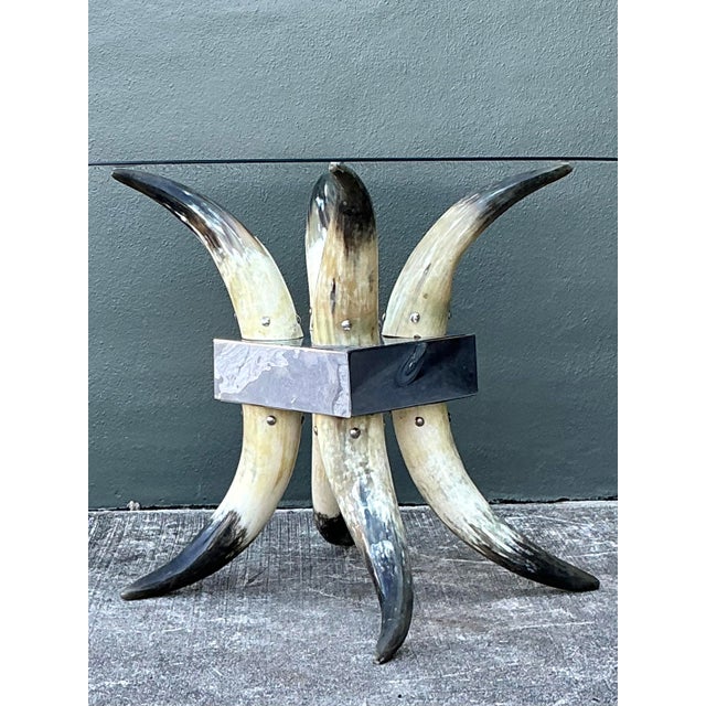 Vintage Steer Horn Table Pedestal For Sale - Image 10 of 12