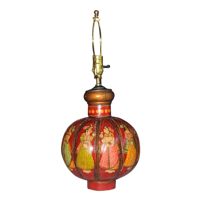 Early 20th Century Bombay Style Hand Decorated Lamp For Sale