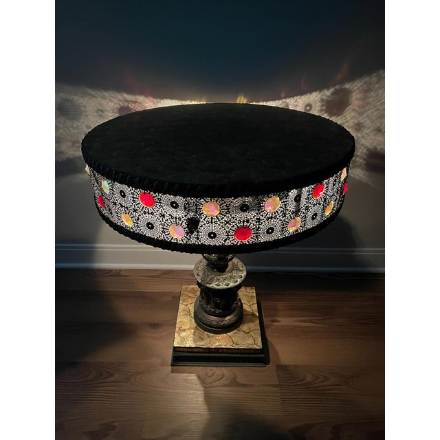 Vintage 60s Illuminated Capiz Shell & Jewels Accent Table For Sale - Image 10 of 12