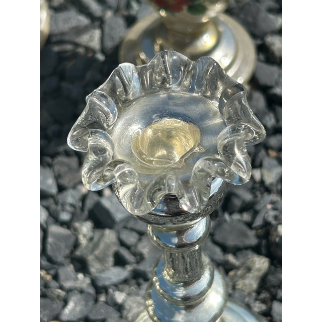 1940s Vintage Mercury Glass Candlesticks and Vases- Set of 10 For Sale - Image 5 of 17