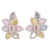 This is part of Chairish’s Fine Jewelry assortment. Multi Sapphire and Diamond Studded Floral Stud Earrings in 14K Gold to...