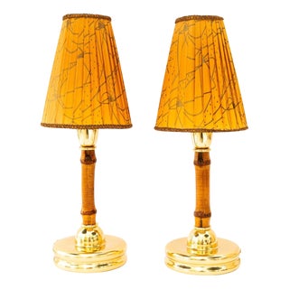 Vintage Table Lamps with Original Fabric Shade by Rupert Nikoll, 1950s, Set of 2 For Sale