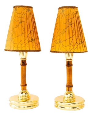 Vintage Table Lamps with Original Fabric Shade by Rupert Nikoll, 1950s, Set of 2