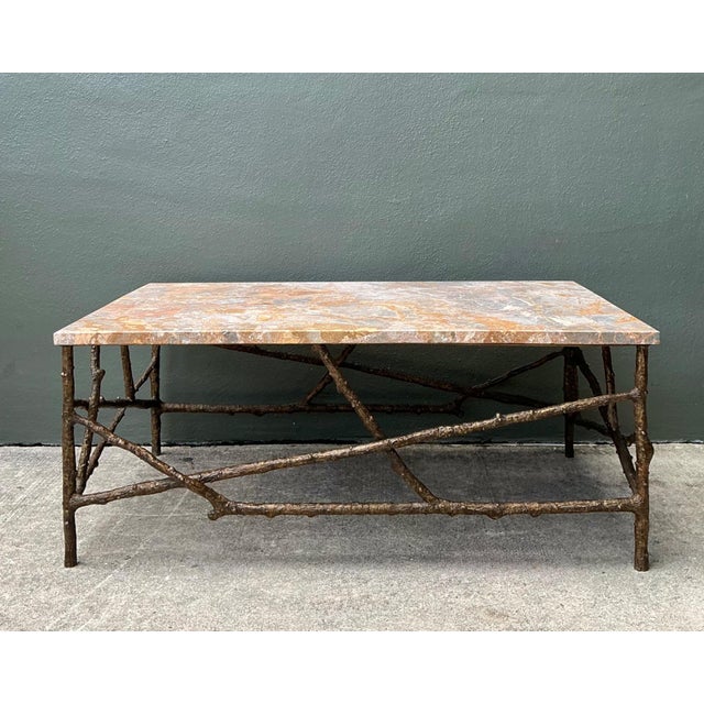 Vintage Faux Bois Marble Top Coffee Table For Sale - Image 14 of 18