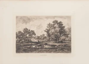 Clairière Etching by N. V. Diaz de la Pena, 1875