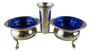 Italian Set of Salt and Pepper and Toothpick Set in 800 Silver and Crystal, 1990s, Set of 2