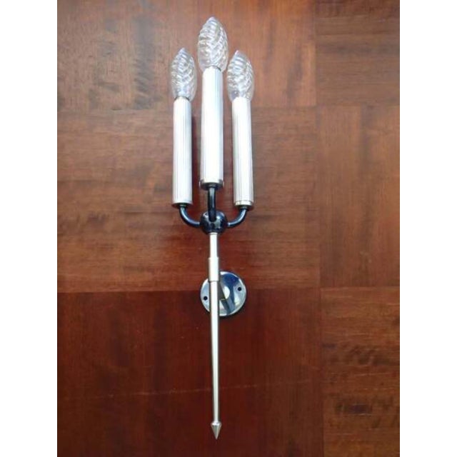 Mid-Century Modern Three-Flame Wall Lamps, 1950s, Set of 2 For Sale - Image 9 of 10