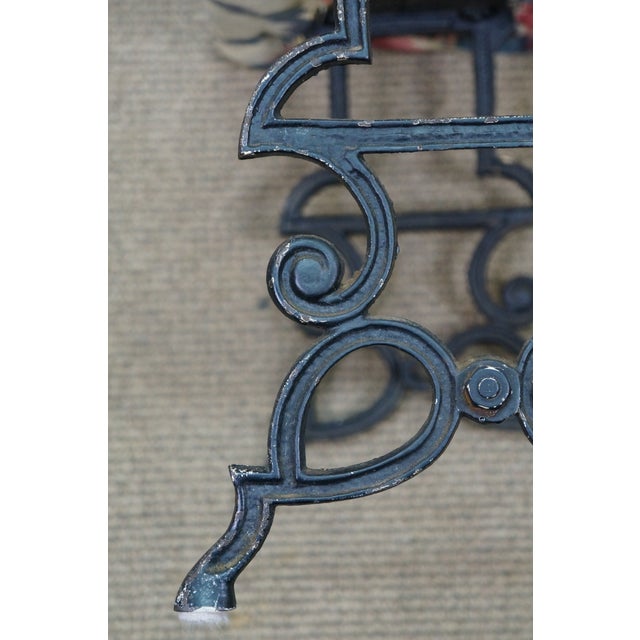 Metal Antique Victorian Spanish Revival Cast Iron Piano Vanity Bench Stool 24" For Sale - Image 7 of 13